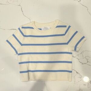 Zara girls, cream and blue striped sweater. New without tags. Size 9/10